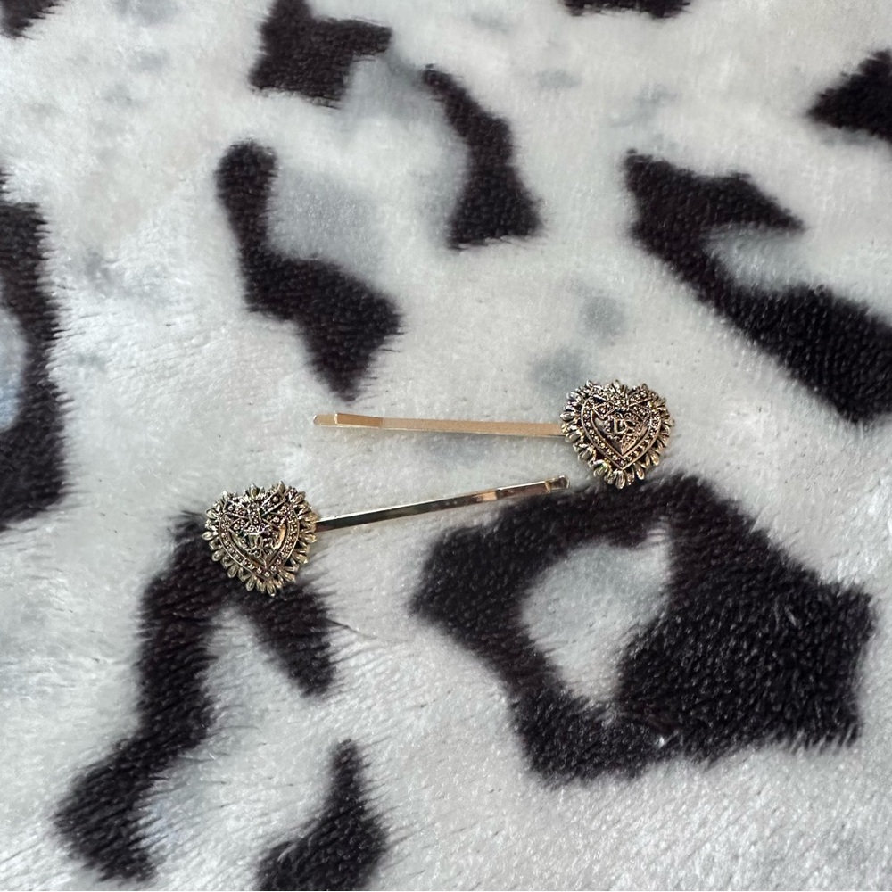 Dolce & Gabbana Heart Logo Gold Hair Pins